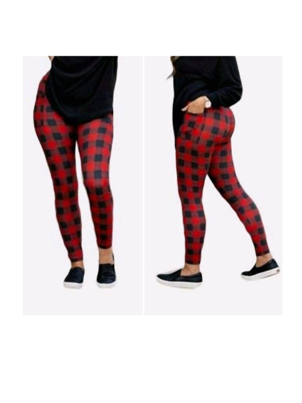 NWT Julia Rose plaid leggings in Red/Black